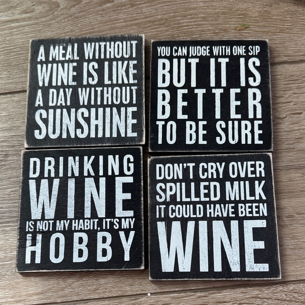 Primitives by Kathy Black and White Wine Coasters